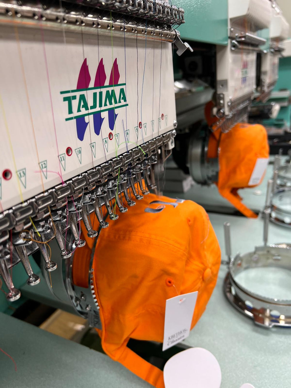 Detailed custom embroidery being produced in the Truco workshop